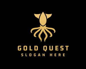 Gold Squid Tentacles logo design