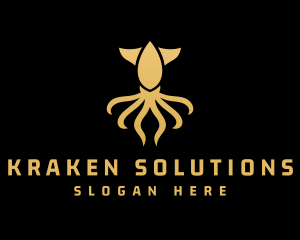 Gold Squid Tentacles logo design