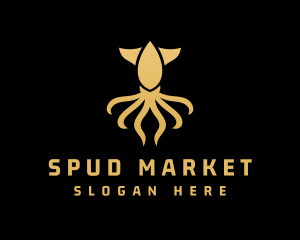 Gold Squid Tentacles logo design