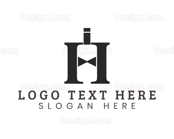 Bow Tie Bottle Letter H Logo