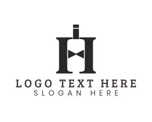 Bow Tie Bottle Letter H logo