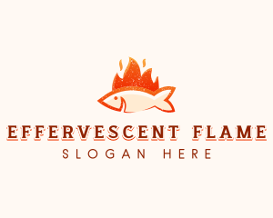 Smoked Flaming Fish BBQ logo design