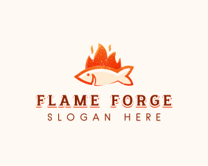 Smoked Flaming Fish BBQ logo design