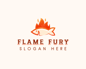 Smoked Flaming Fish BBQ logo design