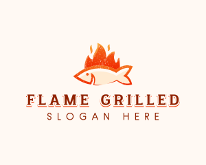 Smoked Flaming Fish BBQ logo design