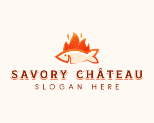 Smoked Flaming Fish BBQ logo design