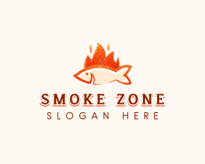 Smoked Flaming Fish BBQ logo design