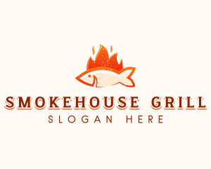 Smoked Flaming Fish BBQ logo design