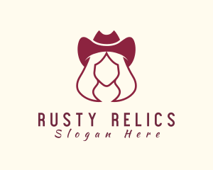 Simple Cowgirl Woman logo design