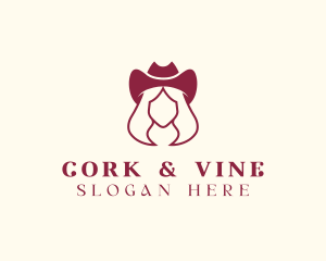 Simple Cowgirl Woman logo design