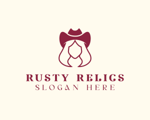 Simple Cowgirl Woman logo design