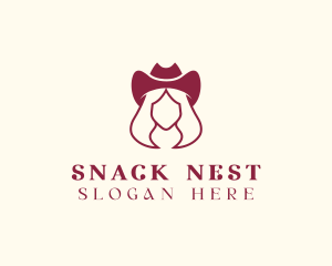 Simple Cowgirl Woman logo design