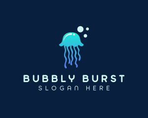 Jellyfish Sea Bubble  logo design