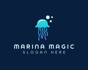 Jellyfish Sea Bubble  logo design