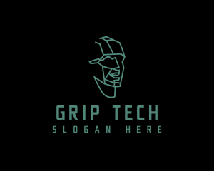 Man Tech Head logo design