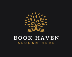 Book Tree Leaves  logo design