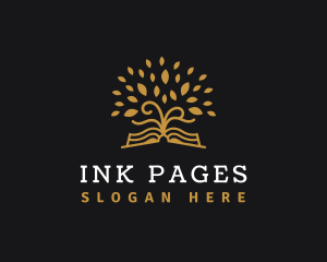 Book Tree Leaves  logo design