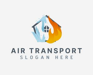 Ice Fire HVAC House logo design