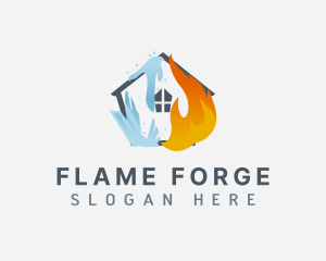 Ice Fire HVAC House logo design