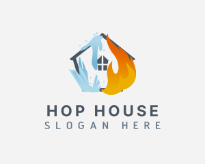 Ice Fire HVAC House logo design