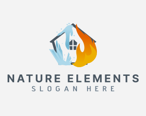 Ice Fire HVAC House logo design