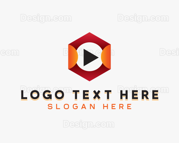 Hexagon Play Button Logo