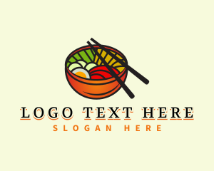 Bibimbap Bowl Meal Logo