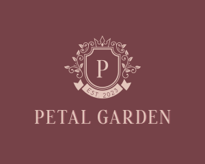 Elegant Wedding Floral Shield logo design