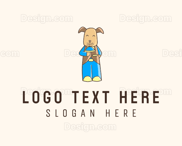 Dog Waiter Cartoon Logo