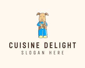 Dog Waiter Cartoon logo design