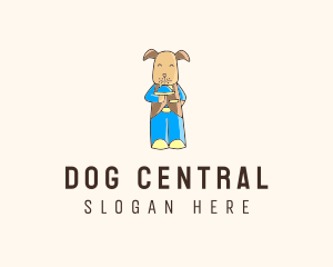 Dog Waiter Cartoon logo design