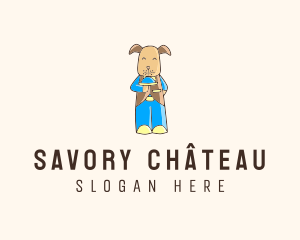 Dog Waiter Cartoon logo design