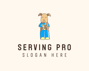 Dog Waiter Cartoon logo