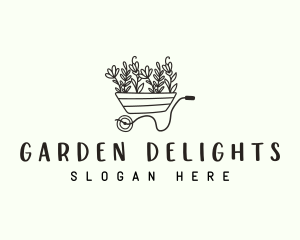 Wheelbarrow Floral Garden logo design