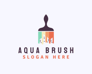 Cityscape Building Paint Brush logo design