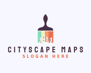 Cityscape Building Paint Brush logo design