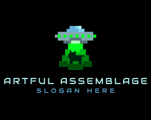 Pixel UFO Alien Abduction logo