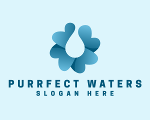 Flower Water Droplet logo design