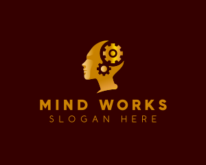 Mental Health Brain Cogwheel logo design