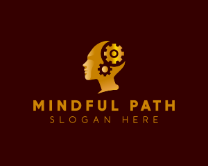 Mental Health Brain Cogwheel logo design