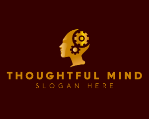 Mental Health Brain Cogwheel logo design