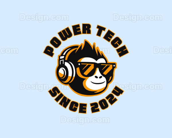 DJ Headphones Monkey Logo