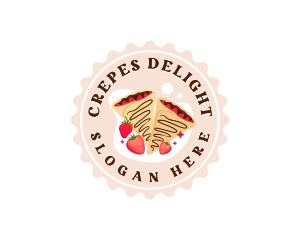 Fruity Strawberry Crepe logo design