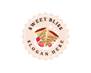 Fruity Strawberry Crepe logo design