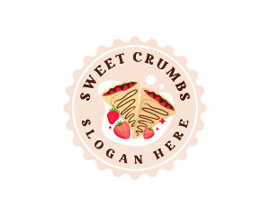 Fruity Strawberry Crepe logo design