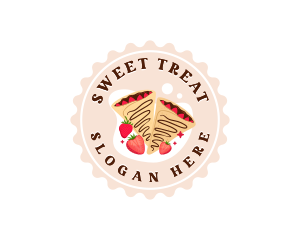 Fruity Strawberry Crepe logo design