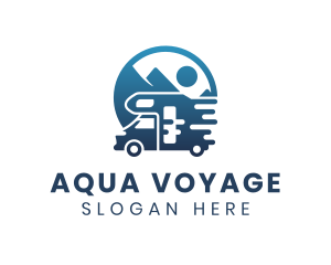 Blue Camper Van Vehicle logo design