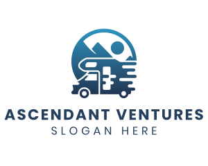 Blue Camper Van Vehicle logo design