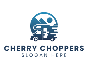 Blue Camper Van Vehicle logo design