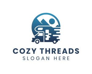 Blue Camper Van Vehicle logo design